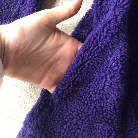 Purple Quarter Zip Fuzzy Cozy Pullover Jacket Sweatshirt Winter Girls - Picture 6 of 7